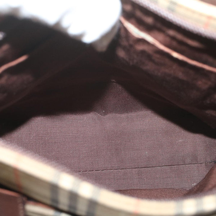 Burberry Nova Check Hand Bag Nylon Canvas Beige Auth ep1964