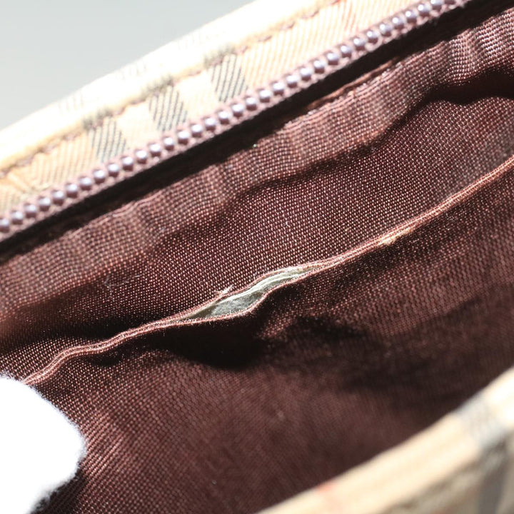 Burberry Nova Check Hand Bag Nylon Canvas Beige Auth ep1964