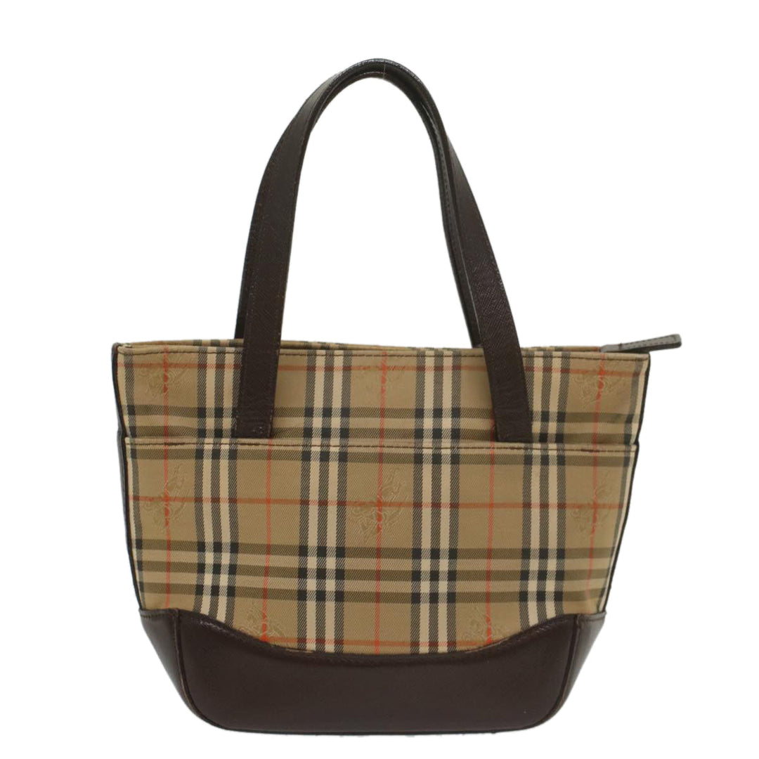 Burberry Nova Check Hand Bag Nylon Canvas Beige Auth ep1964