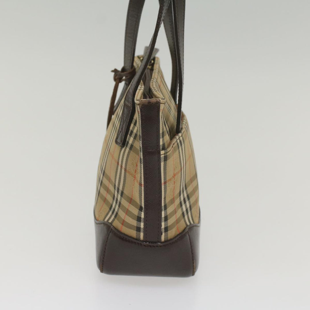 Burberry Nova Check Hand Bag Nylon Canvas Beige Auth ep1964