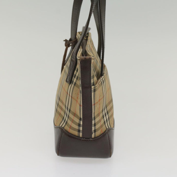 Burberry Nova Check Hand Bag Nylon Canvas Beige Auth ep1964
