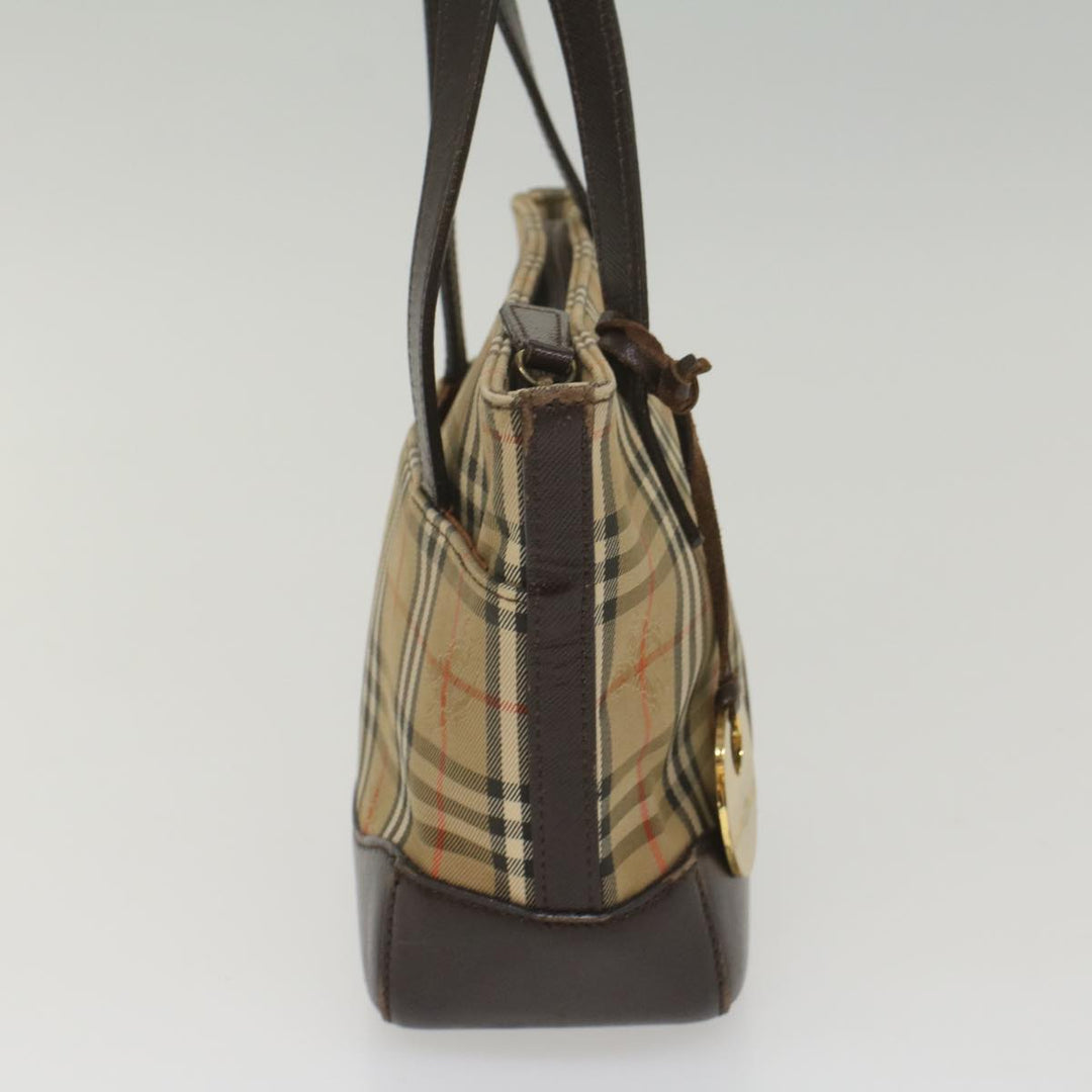Burberry Nova Check Hand Bag Nylon Canvas Beige Auth ep1964