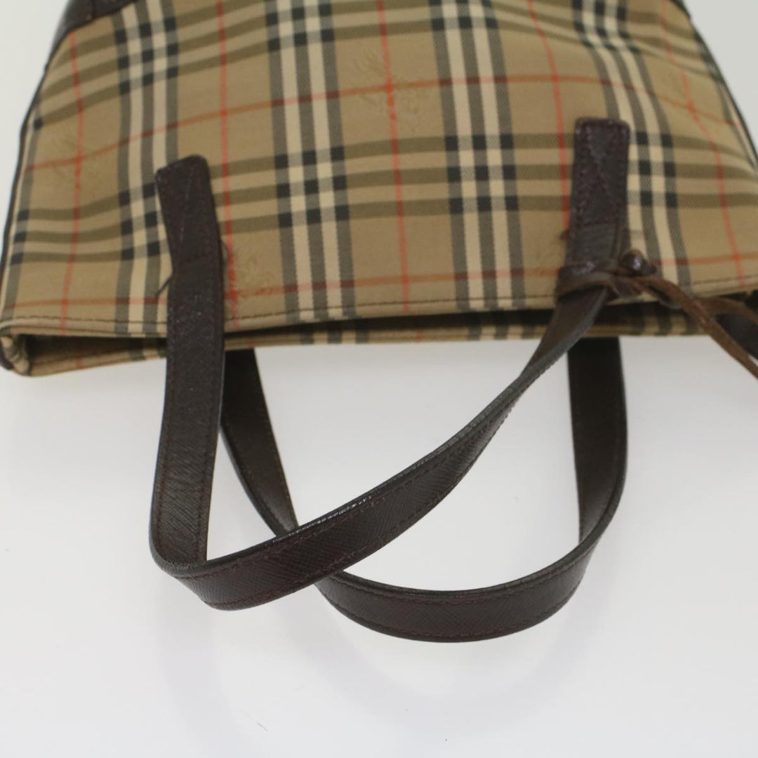 Burberry Nova Check Hand Bag Nylon Canvas Beige Auth ep1964