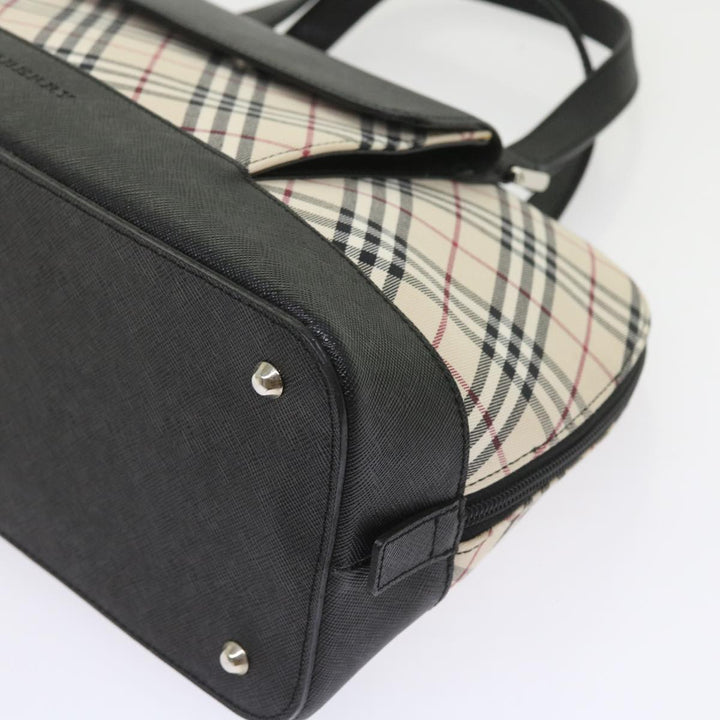 Burberry Nova Check Hand Bag Nylon Canvas Beige Auth ep2098