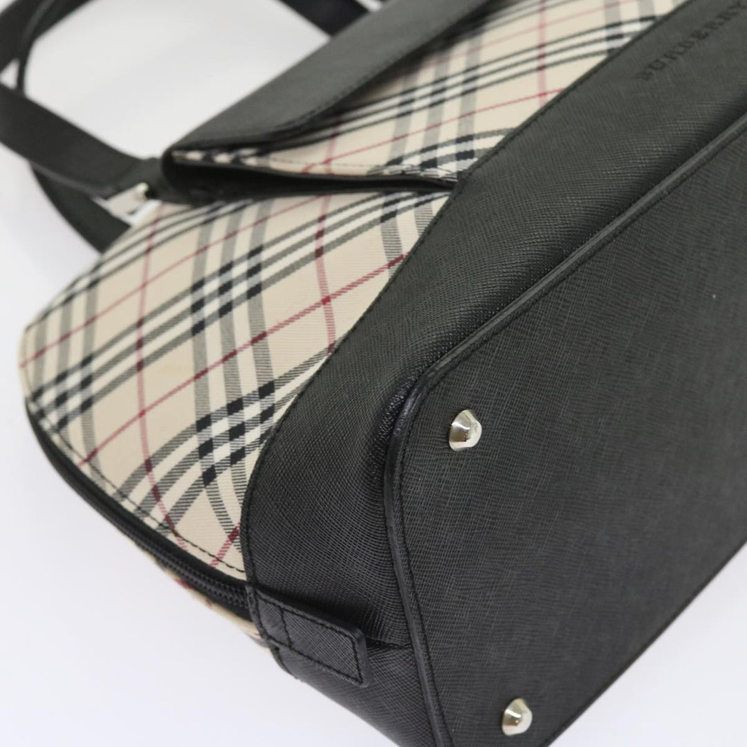 Burberry Nova Check Hand Bag Nylon Canvas Beige Auth ep2098