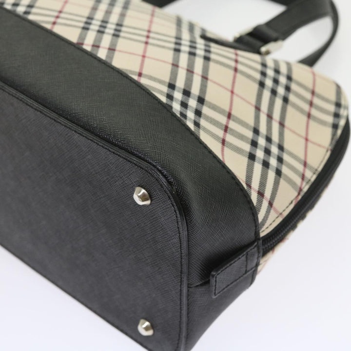 Burberry Nova Check Hand Bag Nylon Canvas Beige Auth ep2098