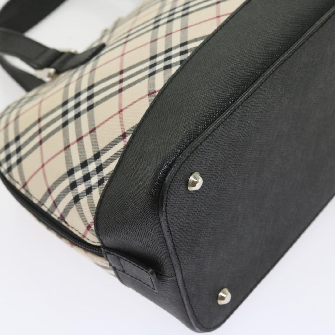 Burberry Nova Check Hand Bag Nylon Canvas Beige Auth ep2098