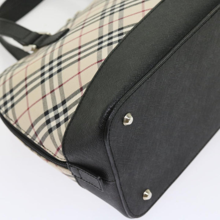 Burberry Nova Check Hand Bag Nylon Canvas Beige Auth ep2098