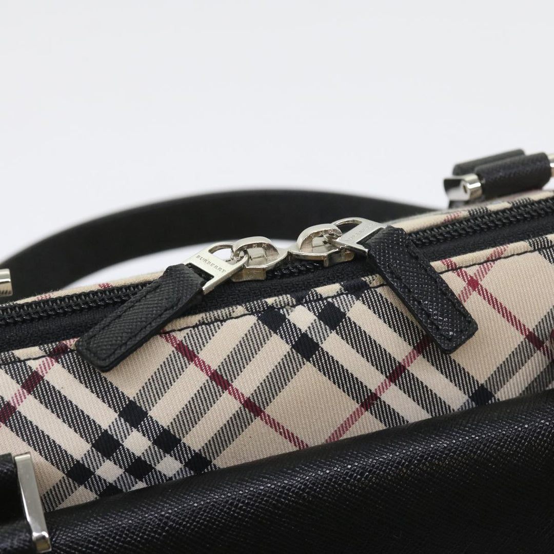 Burberry Nova Check Hand Bag Nylon Canvas Beige Auth ep2098