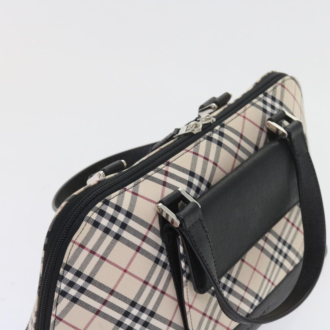 Burberry Nova Check Hand Bag Nylon Canvas Beige Auth ep2098