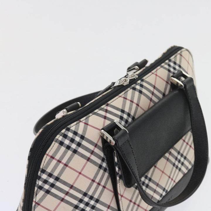 Burberry Nova Check Hand Bag Nylon Canvas Beige Auth ep2098