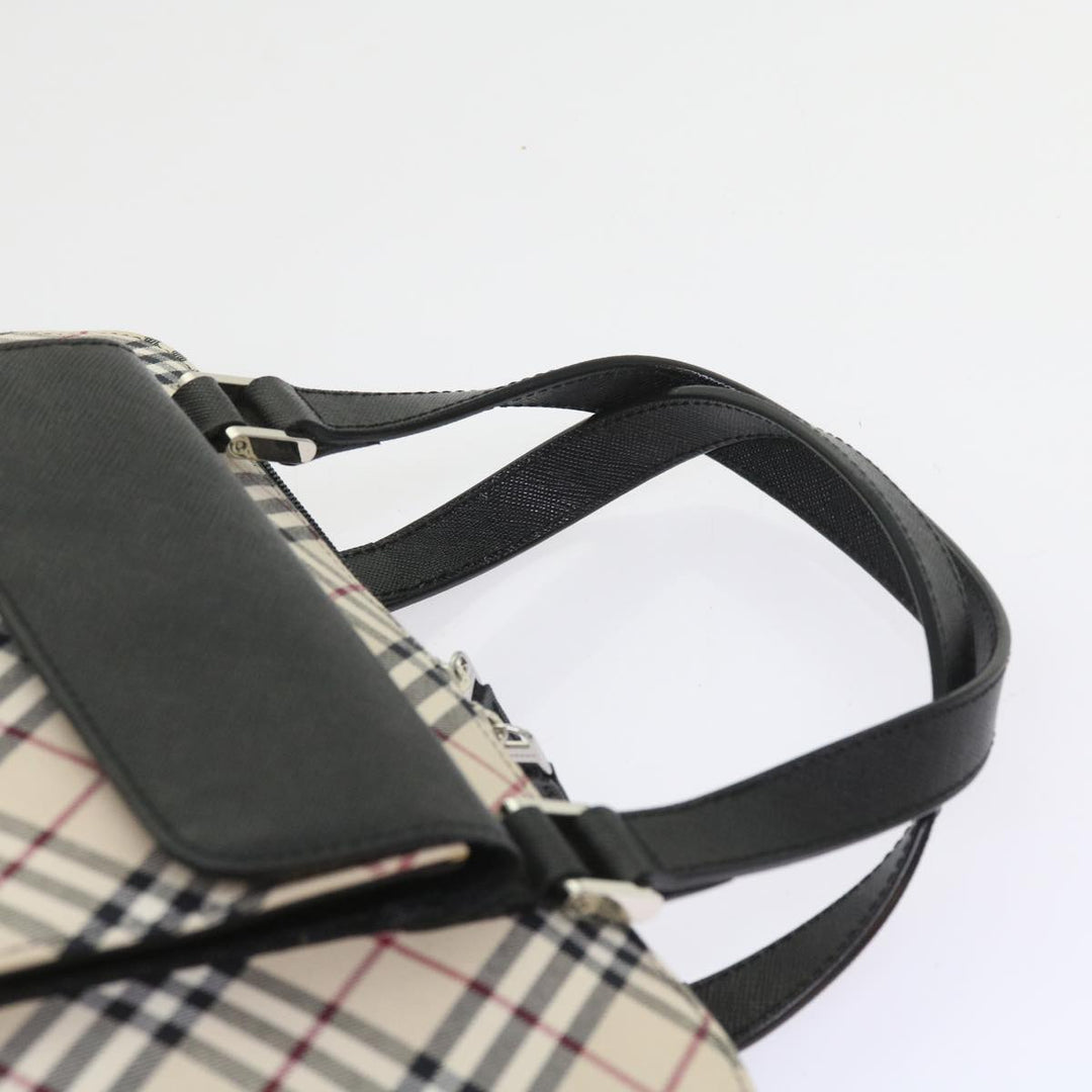 Burberry Nova Check Hand Bag Nylon Canvas Beige Auth ep2098