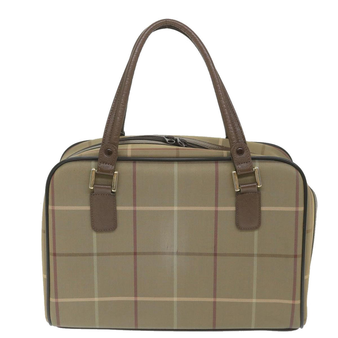 BurberrySs Nova Check Boston Bag Nylon Canvas Brown Auth ep2180