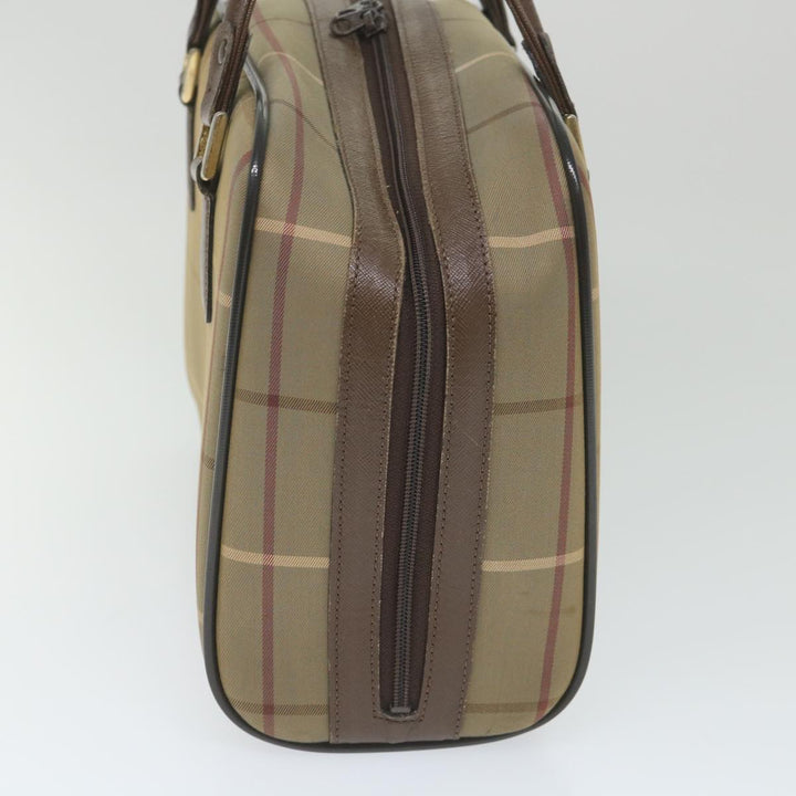BurberrySs Nova Check Boston Bag Nylon Canvas Brown Auth ep2180