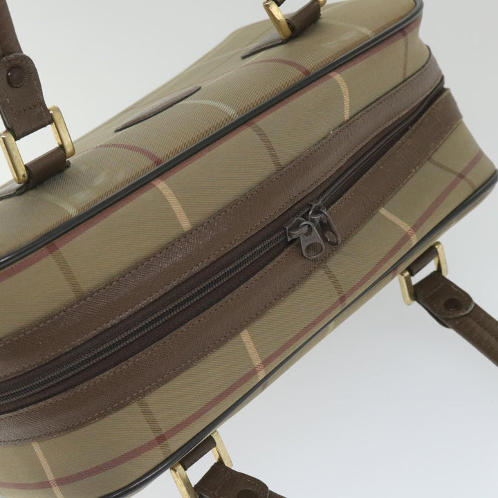 BurberrySs Nova Check Boston Bag Nylon Canvas Brown Auth ep2180