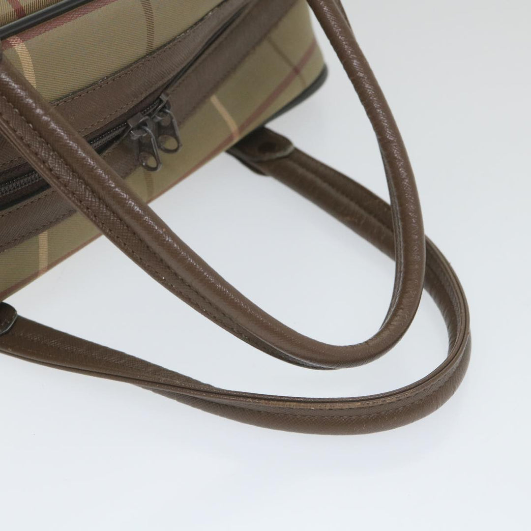 BurberrySs Nova Check Boston Bag Nylon Canvas Brown Auth ep2180