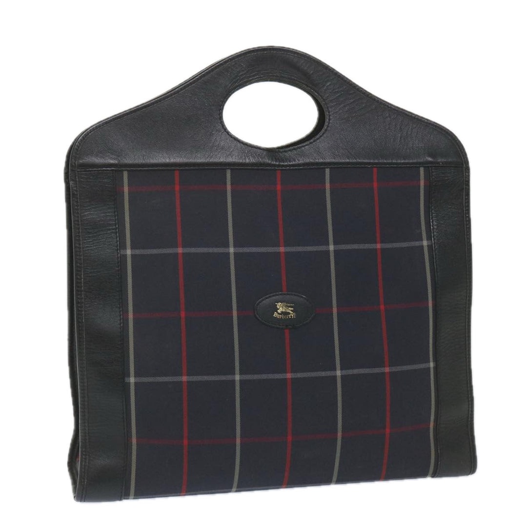BurberrySs Nova Check Hand Bag Nylon Canvas Navy Auth ep2181