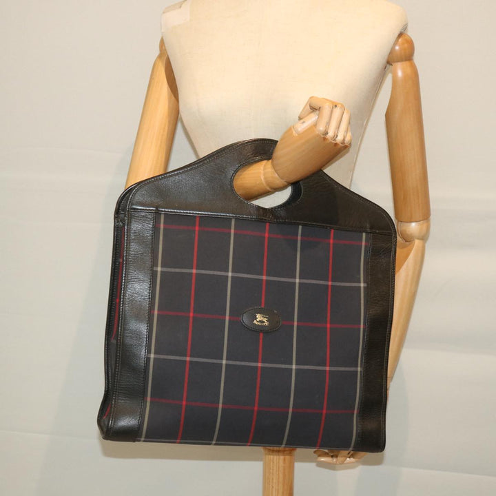 BurberrySs Nova Check Hand Bag Nylon Canvas Navy Auth ep2181