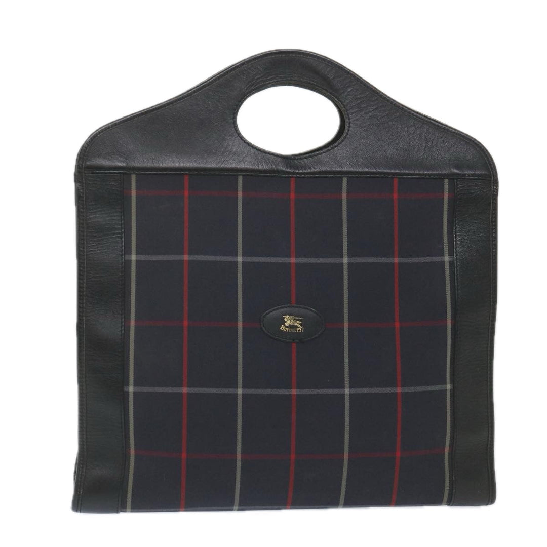 BurberrySs Nova Check Hand Bag Nylon Canvas Navy Auth ep2181