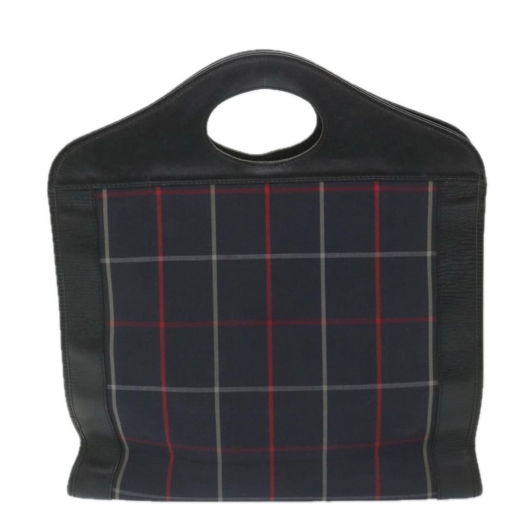 BurberrySs Nova Check Hand Bag Nylon Canvas Navy Auth ep2181
