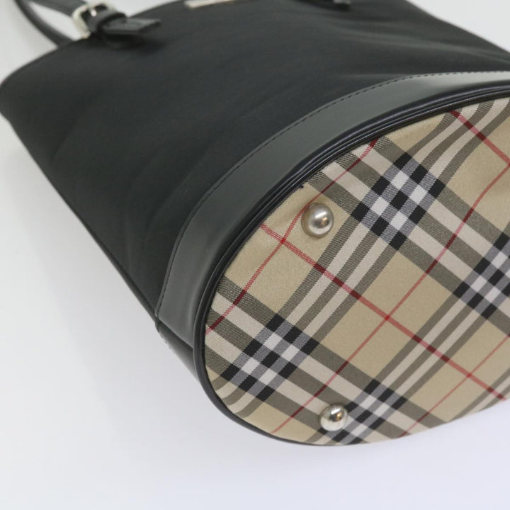BURBERRYSs Nova Check Blue Label Shoulder Bag Nylon Black Auth ep2544