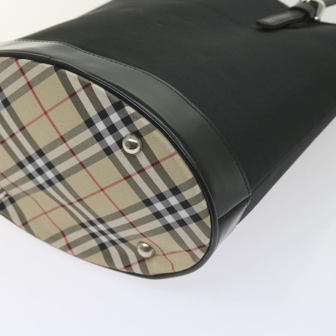 BURBERRYSs Nova Check Blue Label Shoulder Bag Nylon Black Auth ep2544