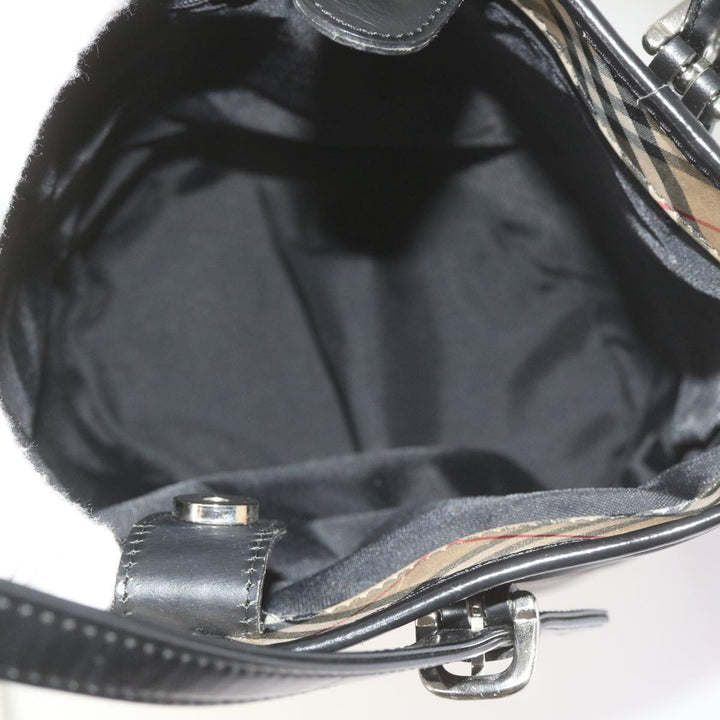 BURBERRYSs Nova Check Blue Label Shoulder Bag Nylon Black Auth ep2544