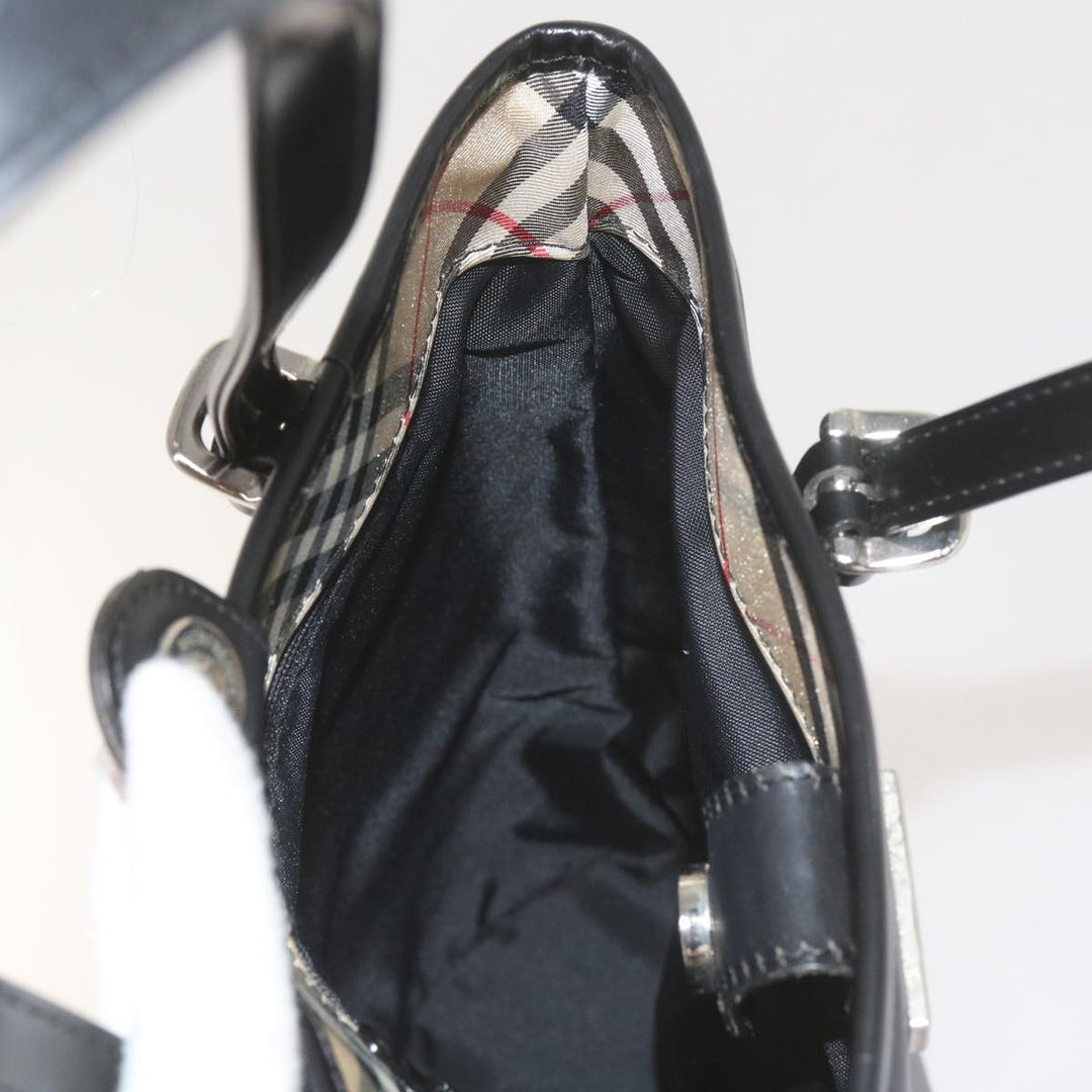 BURBERRYSs Nova Check Blue Label Shoulder Bag Nylon Black Auth ep2544