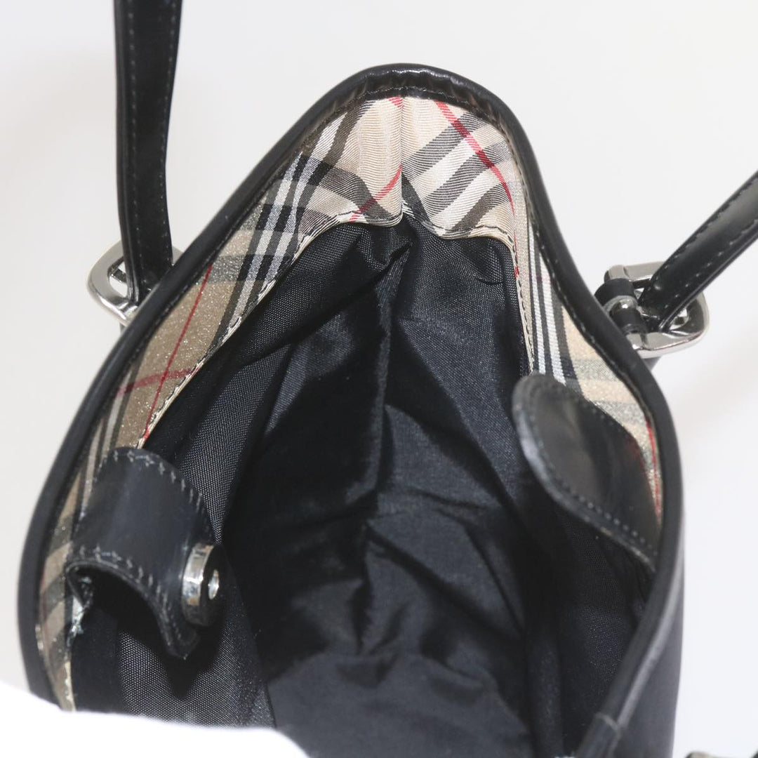 BURBERRYSs Nova Check Blue Label Shoulder Bag Nylon Black Auth ep2544