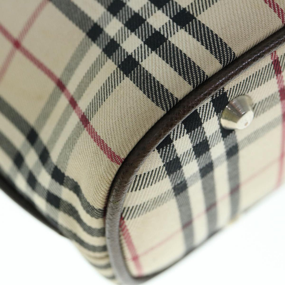 Burberry Nova Check Tote Bag Nylon Beige Auth ep2645