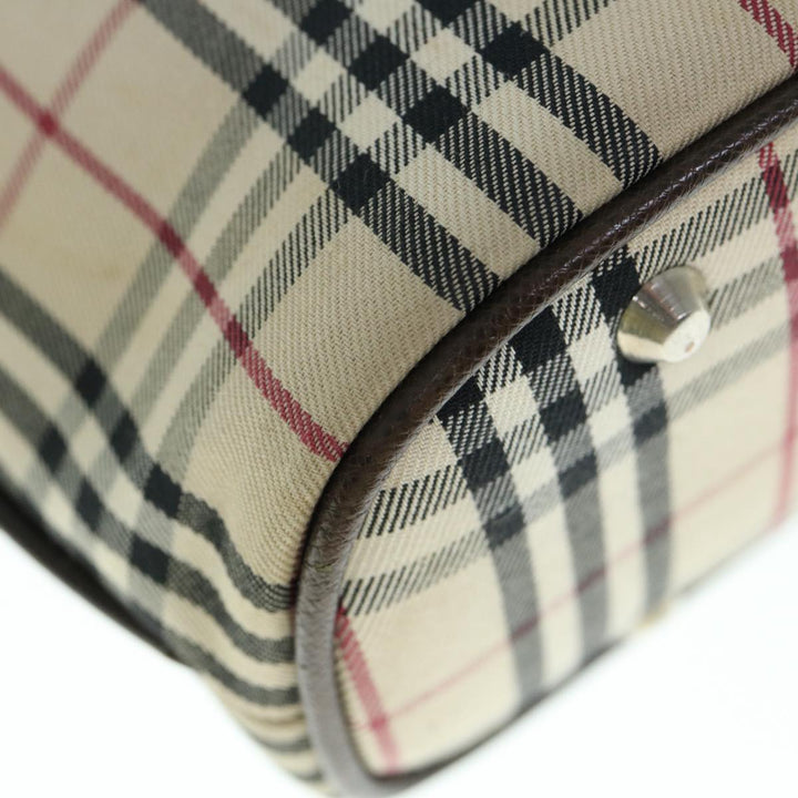 Burberry Nova Check Tote Bag Nylon Beige Auth ep2645