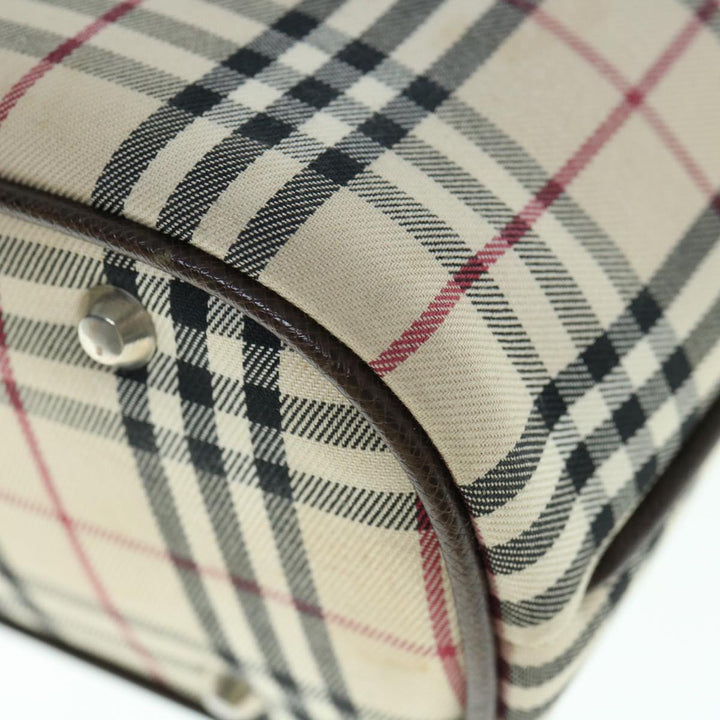 Burberry Nova Check Tote Bag Nylon Beige Auth ep2645