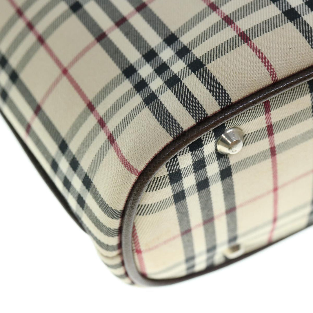 Burberry Nova Check Tote Bag Nylon Beige Auth ep2645