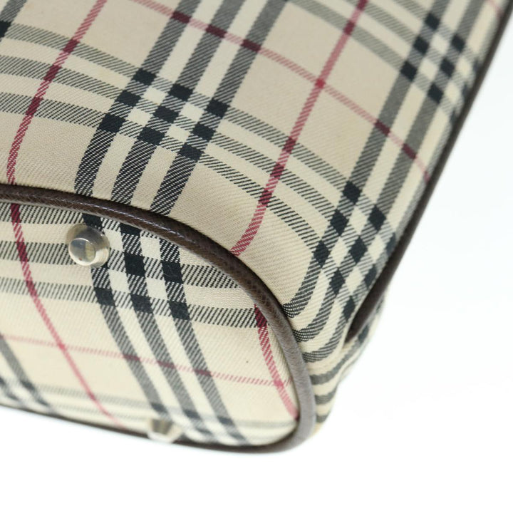 Burberry Nova Check Tote Bag Nylon Beige Auth ep2645