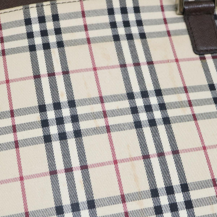 Burberry Nova Check Tote Bag Nylon Beige Auth ep2645