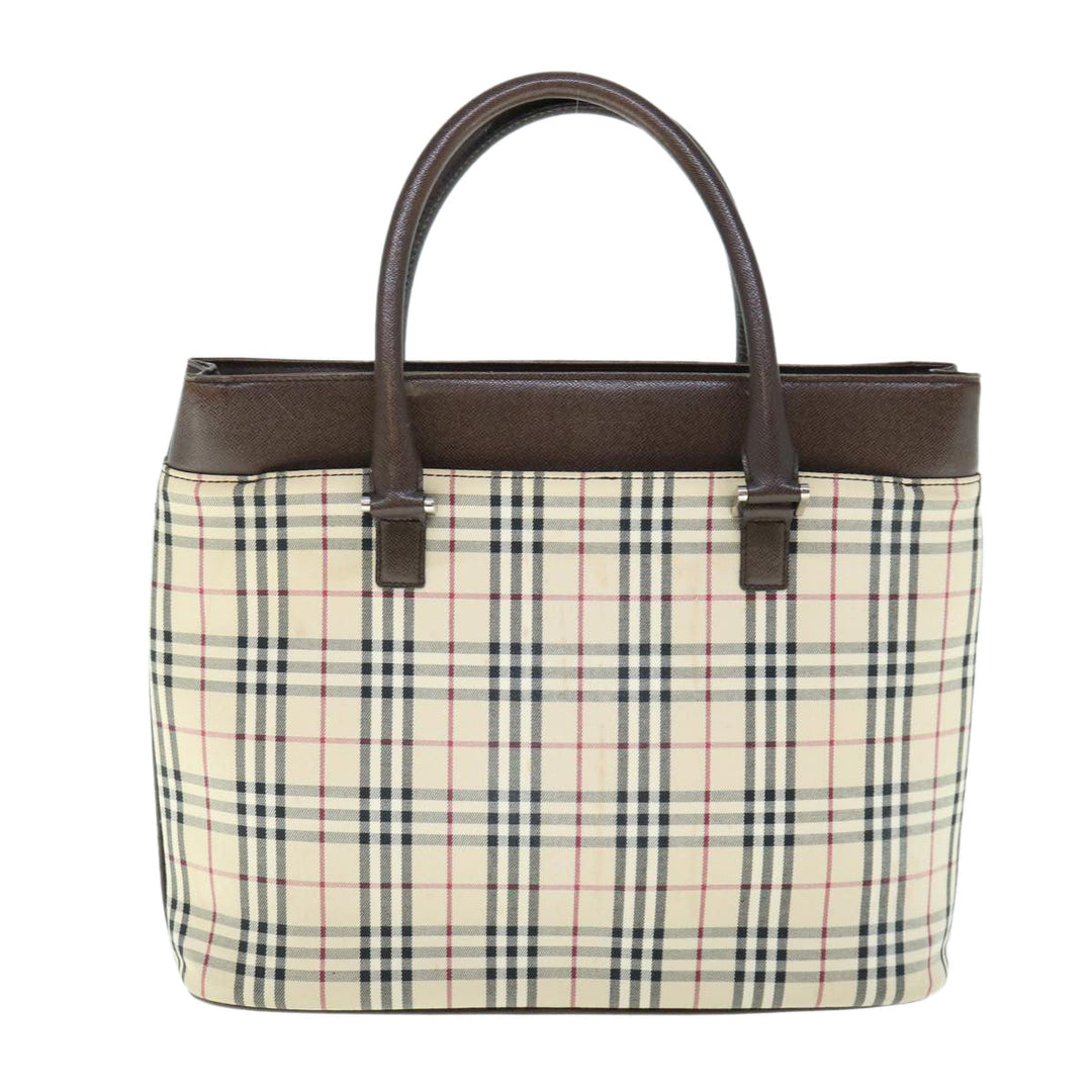 Burberry Nova Check Tote Bag Nylon Beige Auth ep2645