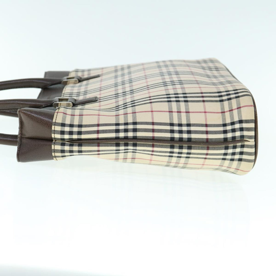 Burberry Nova Check Tote Bag Nylon Beige Auth ep2645