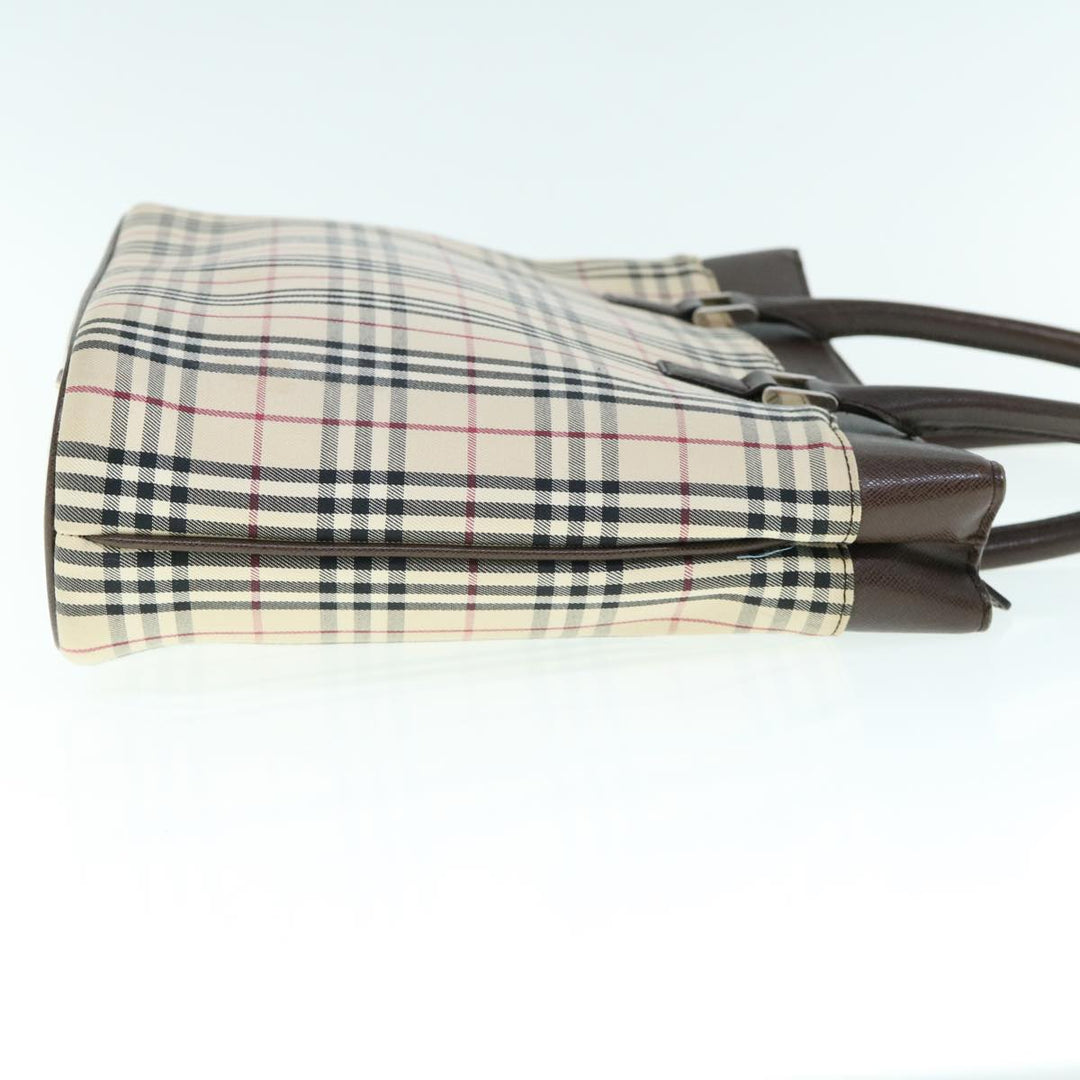 Burberry Nova Check Tote Bag Nylon Beige Auth ep2645