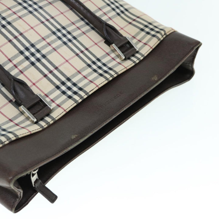 Burberry Nova Check Tote Bag Nylon Beige Auth ep2645