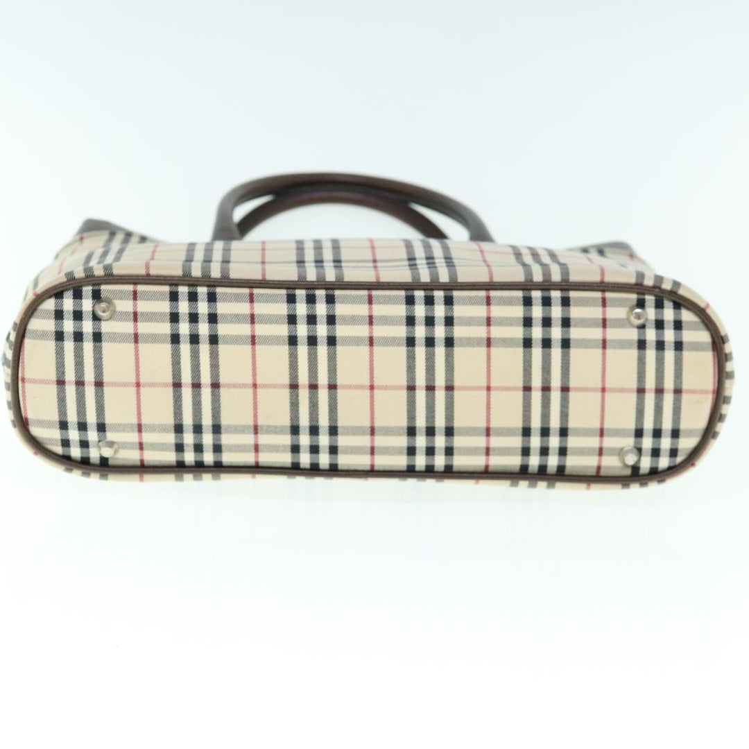 Burberry Nova Check Tote Bag Nylon Beige Auth ep2645