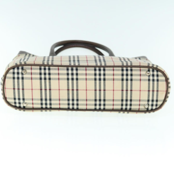 Burberry Nova Check Tote Bag Nylon Beige Auth ep2645