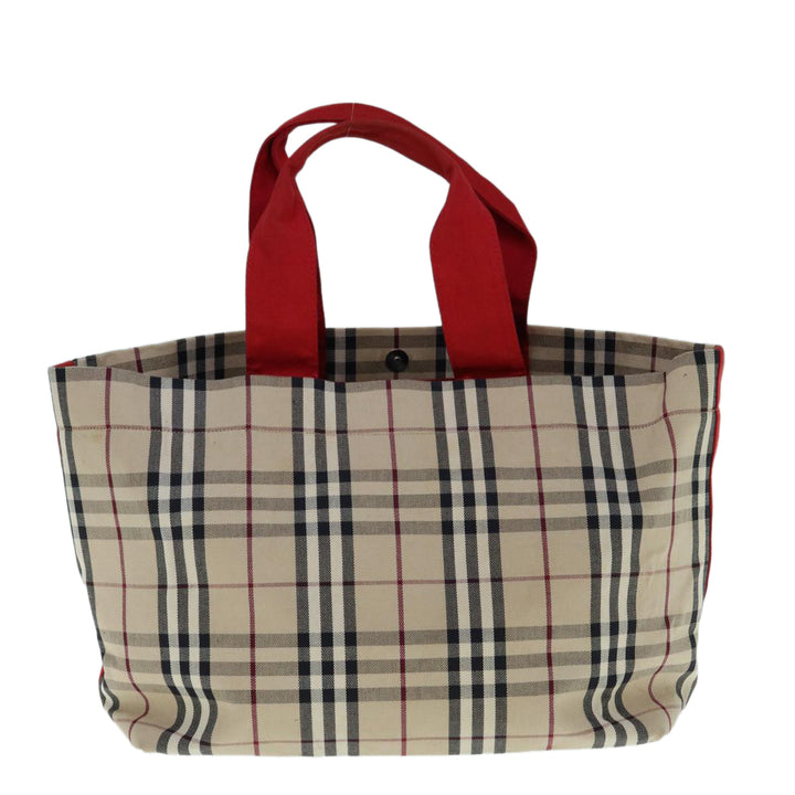 BURBERRY Nova Check Tote Bag Canvas Beige Auth ep2662
