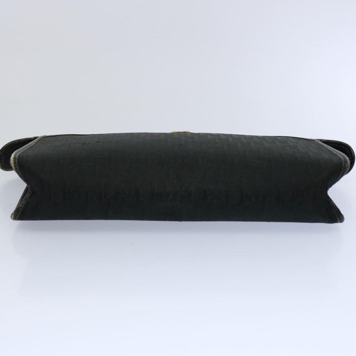 CHRISTIAN Top quality Dior Trotter Canvas Clutch Bag Black Auth ep2846