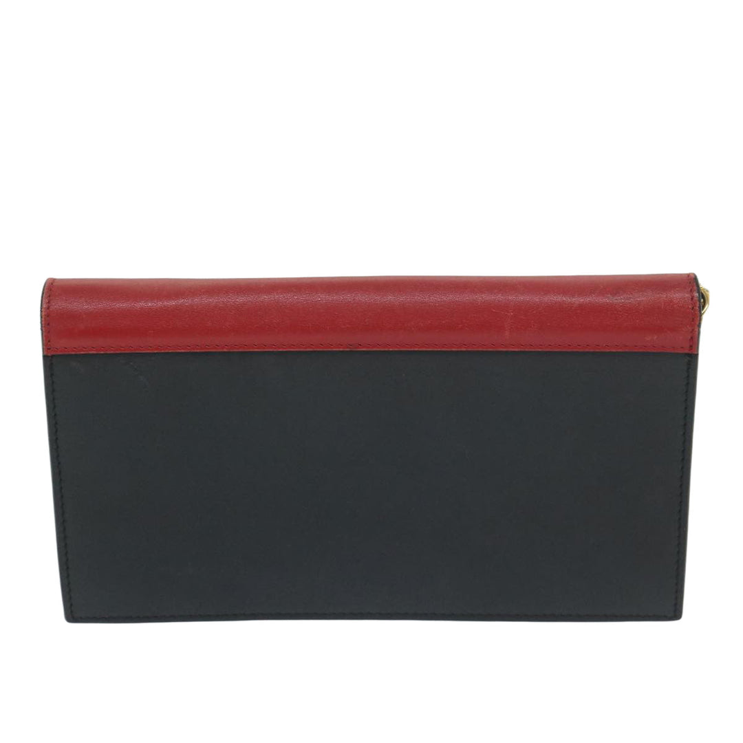 Celine Chain Wallet Leather Red Auth ep2918