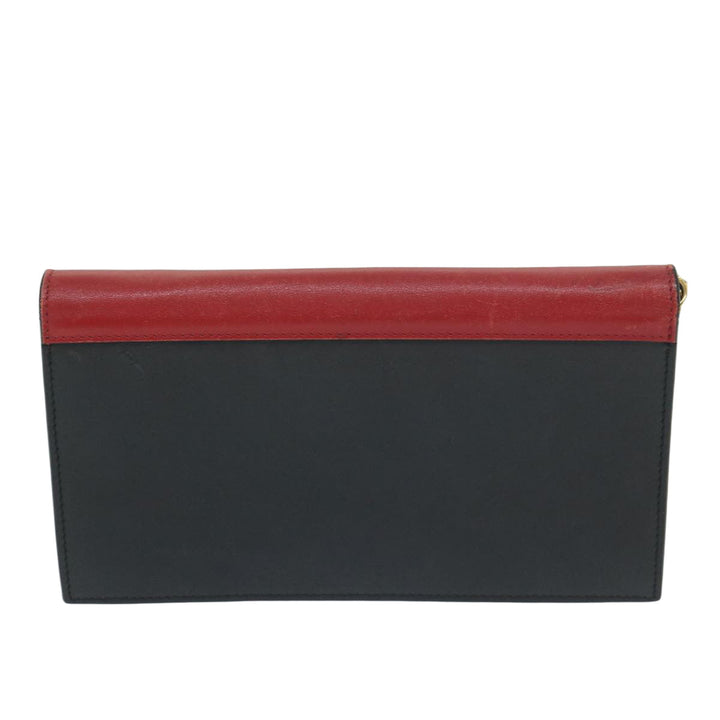 Celine Chain Wallet Leather Red Auth ep2918
