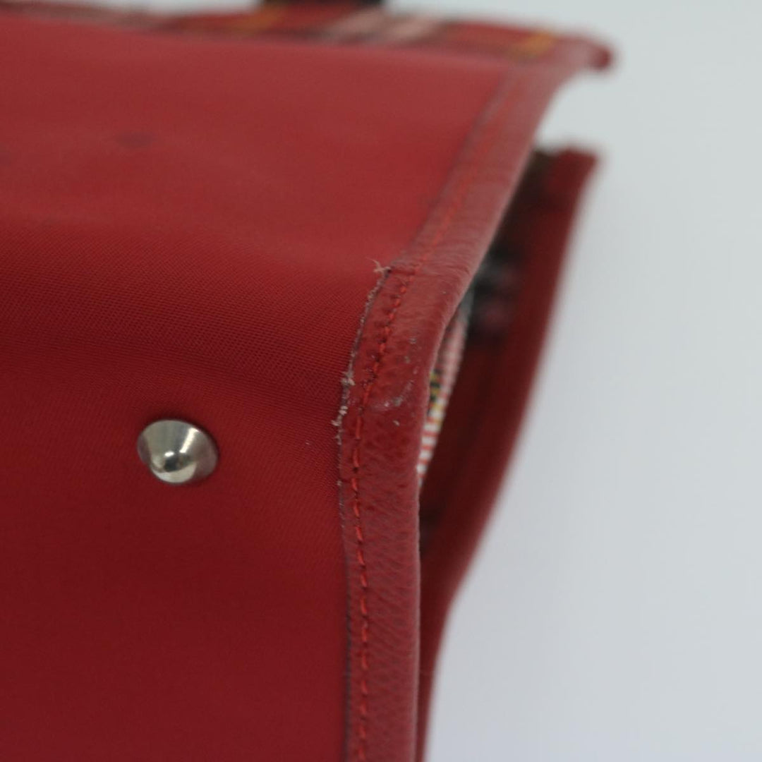 Burberry Nova Check Hand Bag Nylon Red Auth ep2927