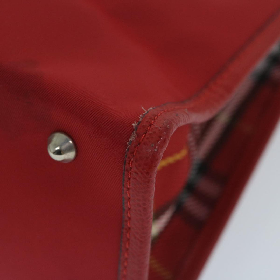 Burberry Nova Check Hand Bag Nylon Red Auth ep2927