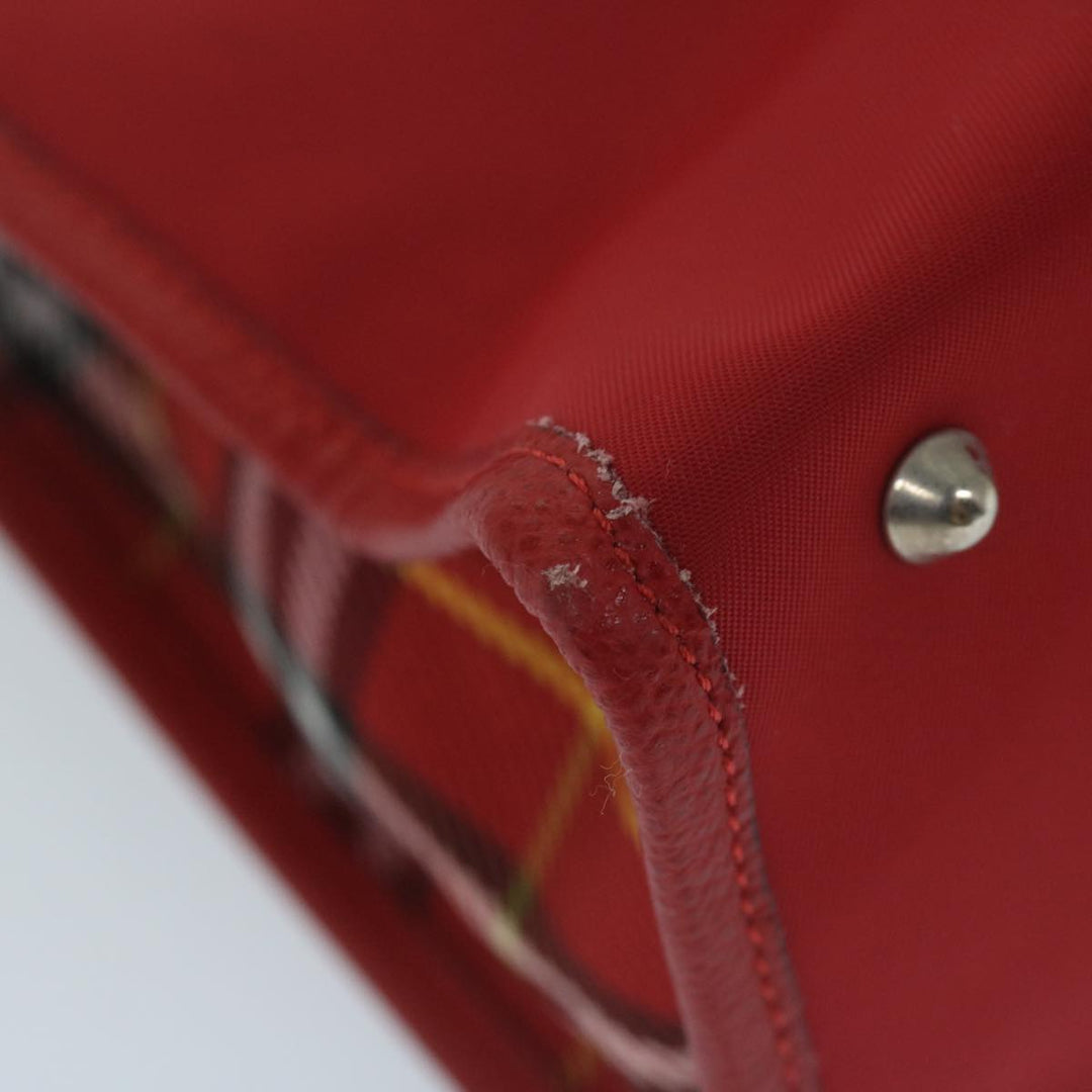 Burberry Nova Check Hand Bag Nylon Red Auth ep2927