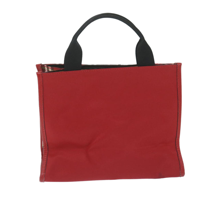 Burberry Nova Check Hand Bag Nylon Red Auth ep2927