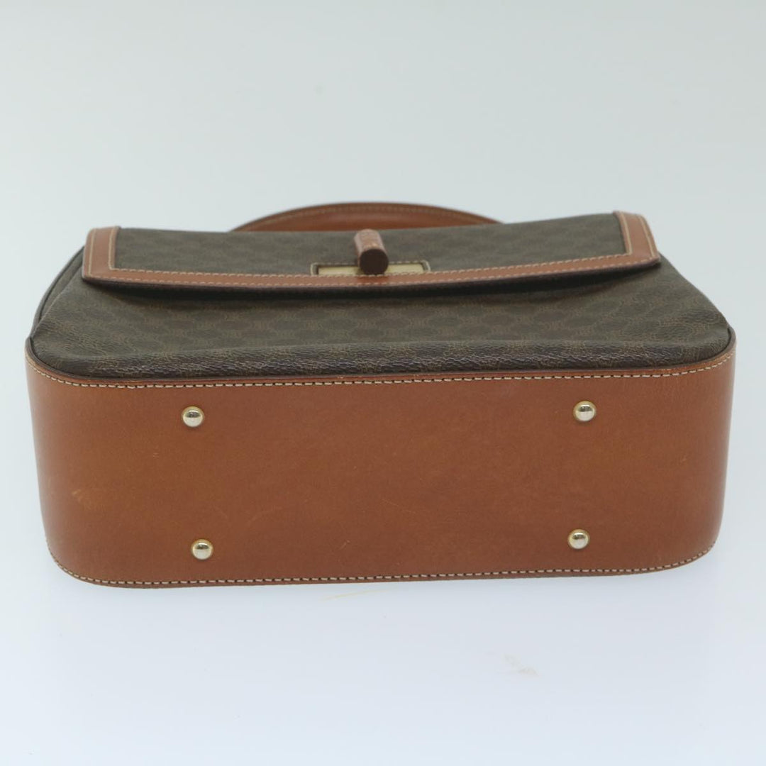 Celine Macadam Canvas Hand Bag PVC Leather Brown Auth ep2930